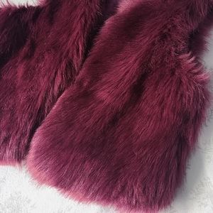 Dark red-purple (tyrain purple) faux fur vest